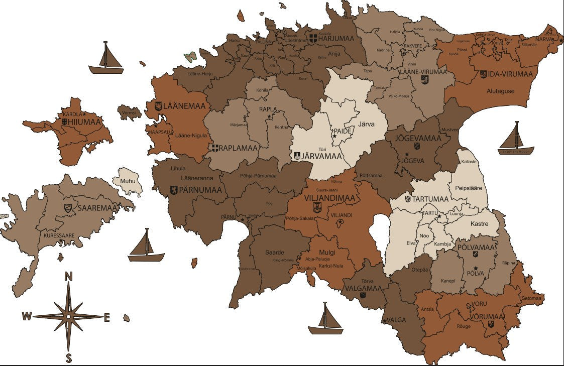 Wooden Estonia map wall art design