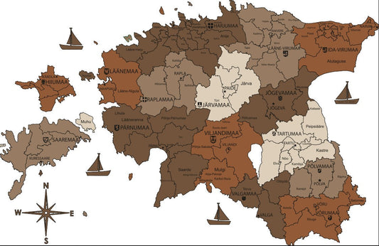 Wooden Estonia map wall art design