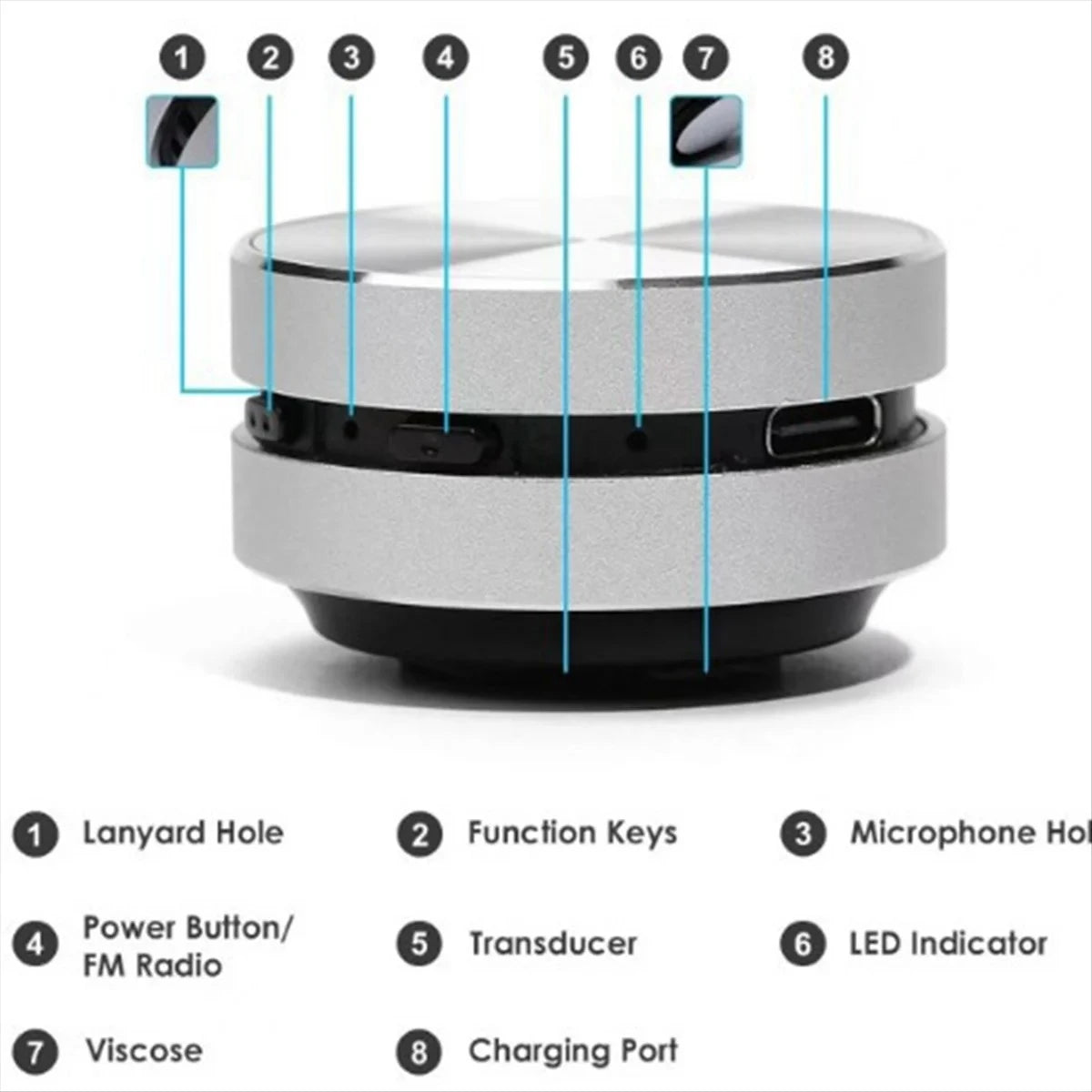 Diagram of a vibration speaker with USB C charging