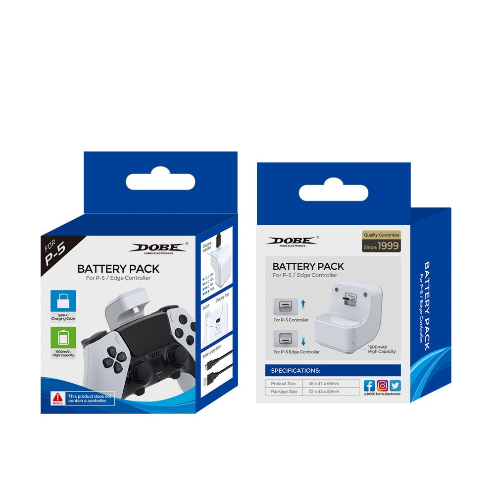 Dobe PS5 controller battery pack retail packaging front and back view