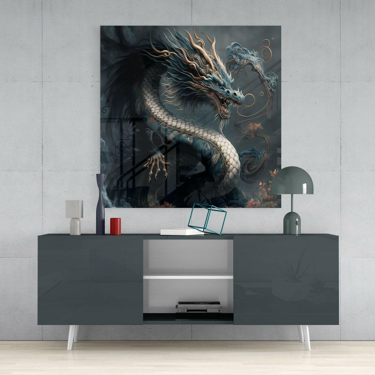 Dragon's Roar Glass Wall Art