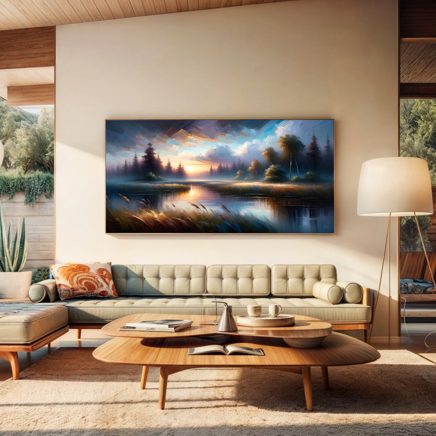 Dreaming Dusk Lakeside Landscape Canvas Wall Art