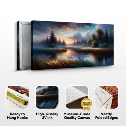Dreaming Dusk Lakeside Landscape Canvas Wall Art
