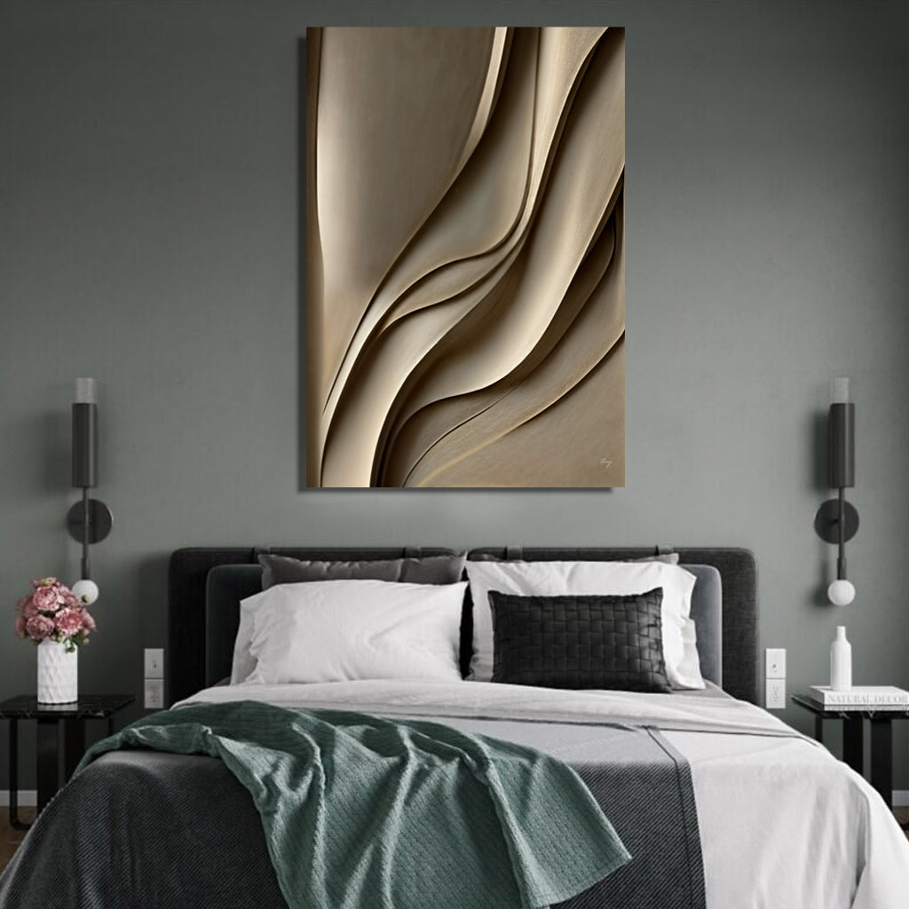Drifted Elegance abstract canvas wall art with flowing lines and earthy tones