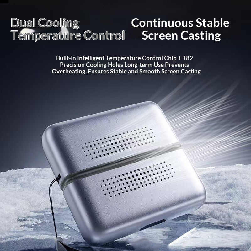 Dual cooling wireless screen casting device with temperature control design