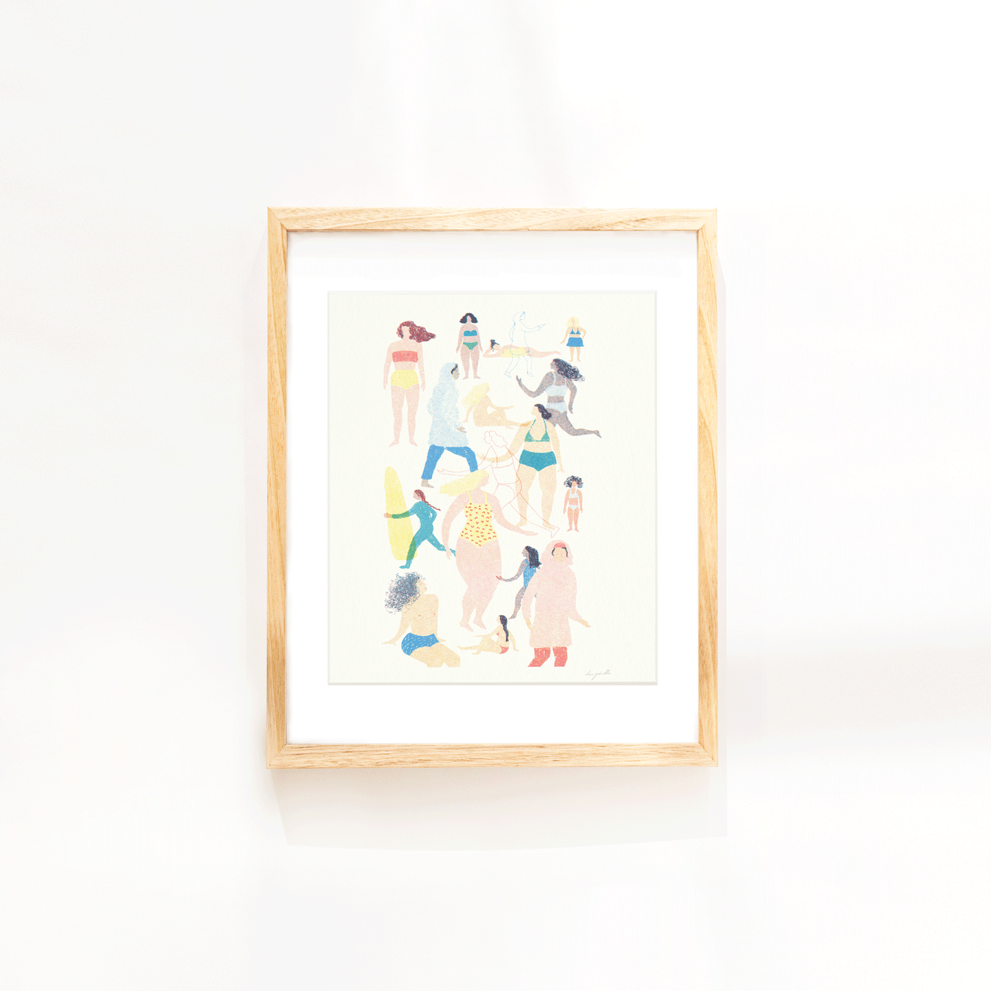 Swim graphic art print, colorful modern illustration, ready to frame