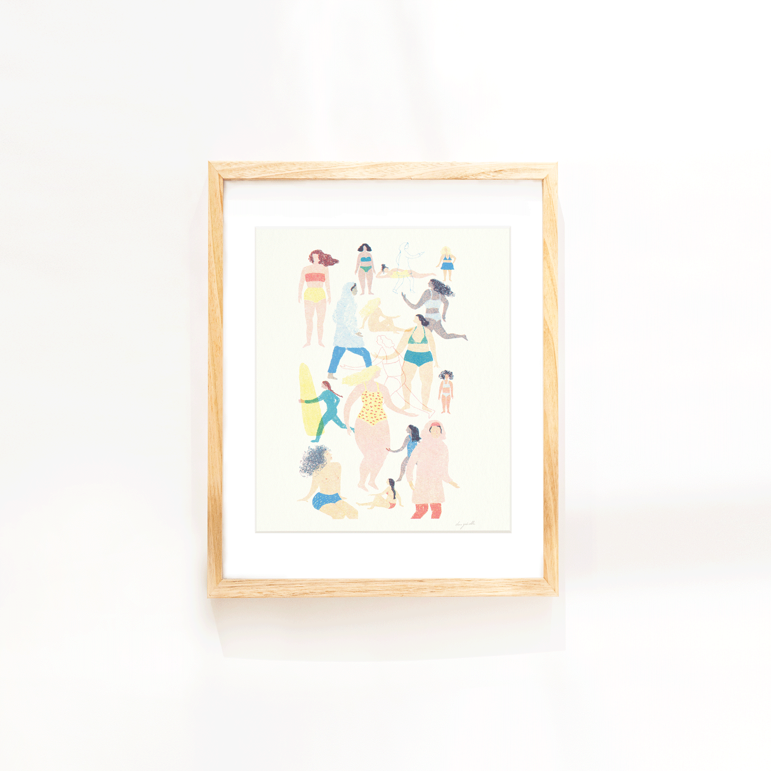 Swim graphic art print, colorful modern illustration, ready to frame