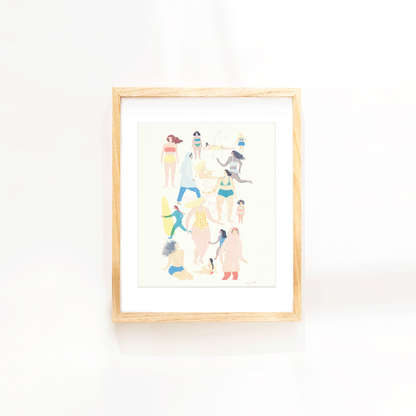 Swim graphic art print, colorful modern illustration, ready to frame