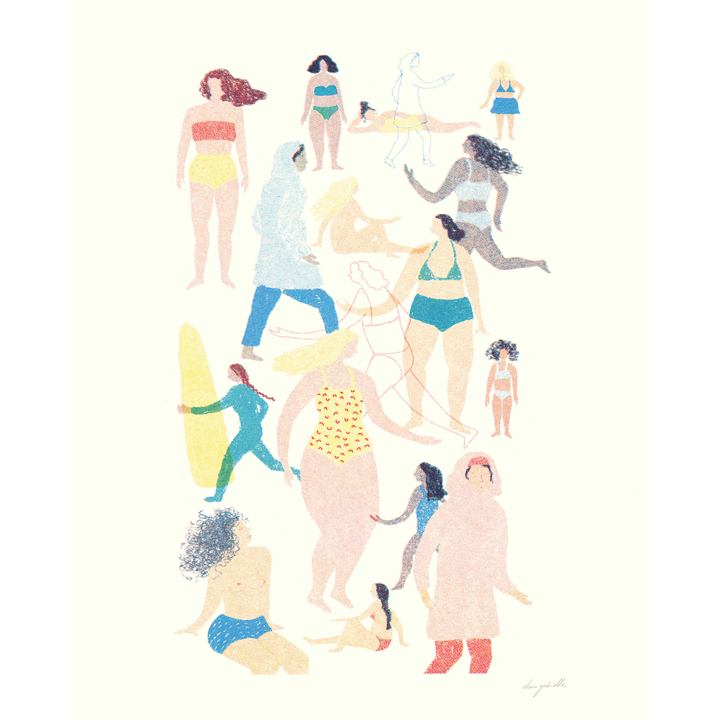 Swim Graphic Art Print, Colorful Wall Decor