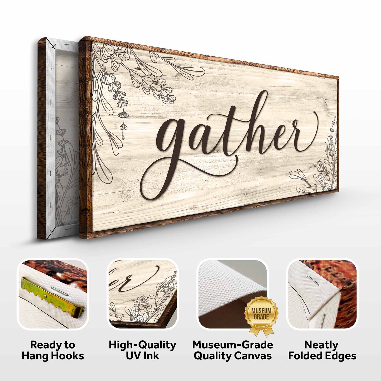 Gather Sign Canvas Wall Art - Bold Typography