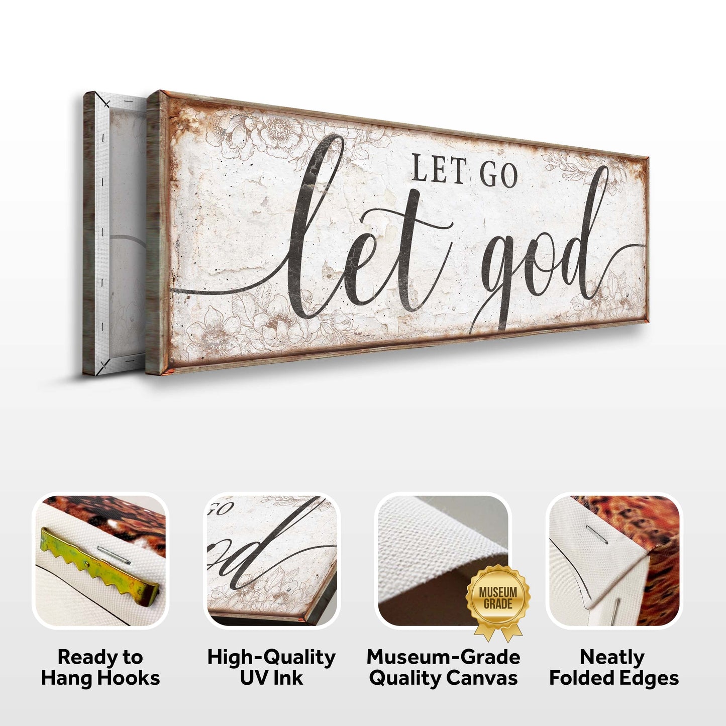 Let Go Let God Faith Canvas Wall Sign