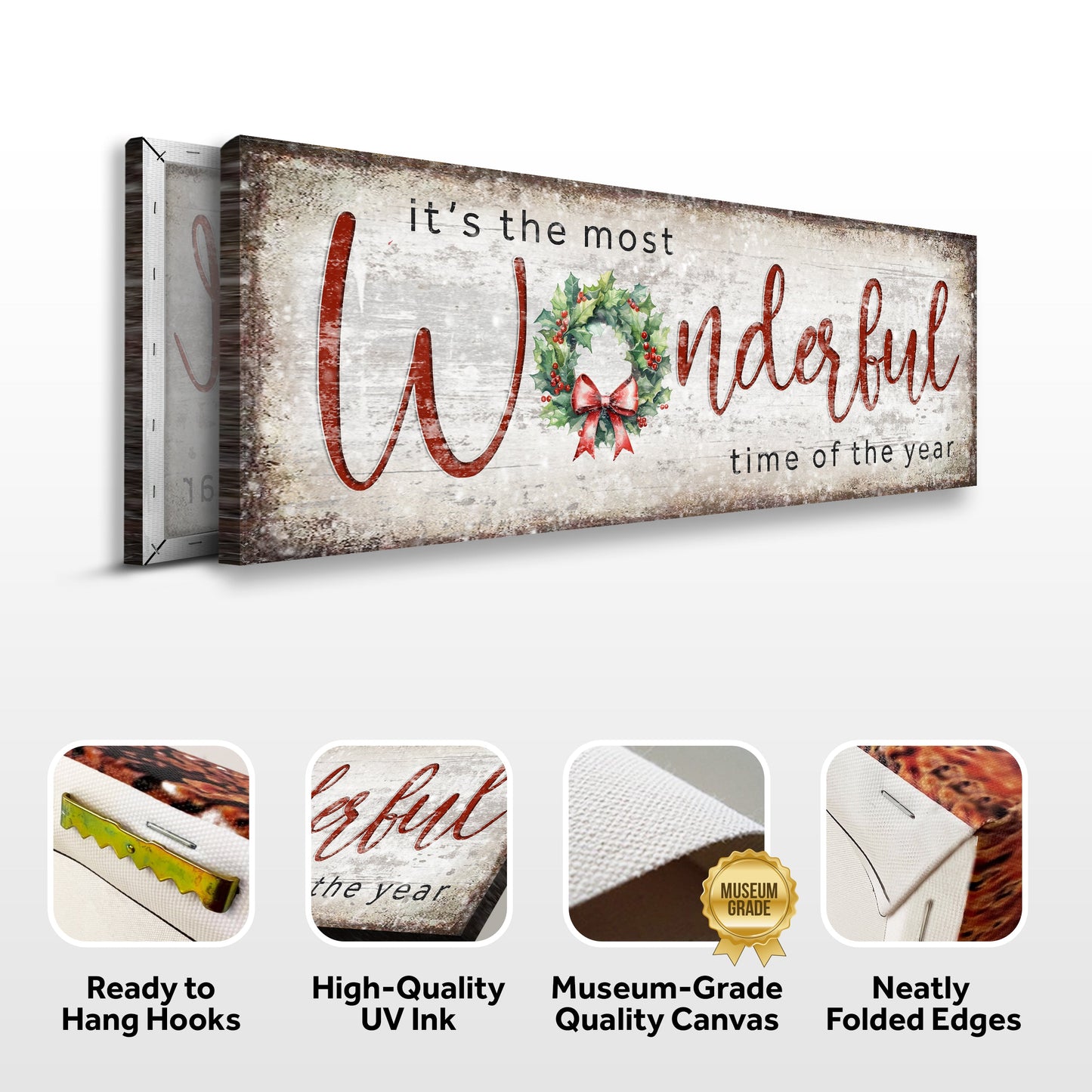 Festive Christmas Quote Canvas Wall Art Sign