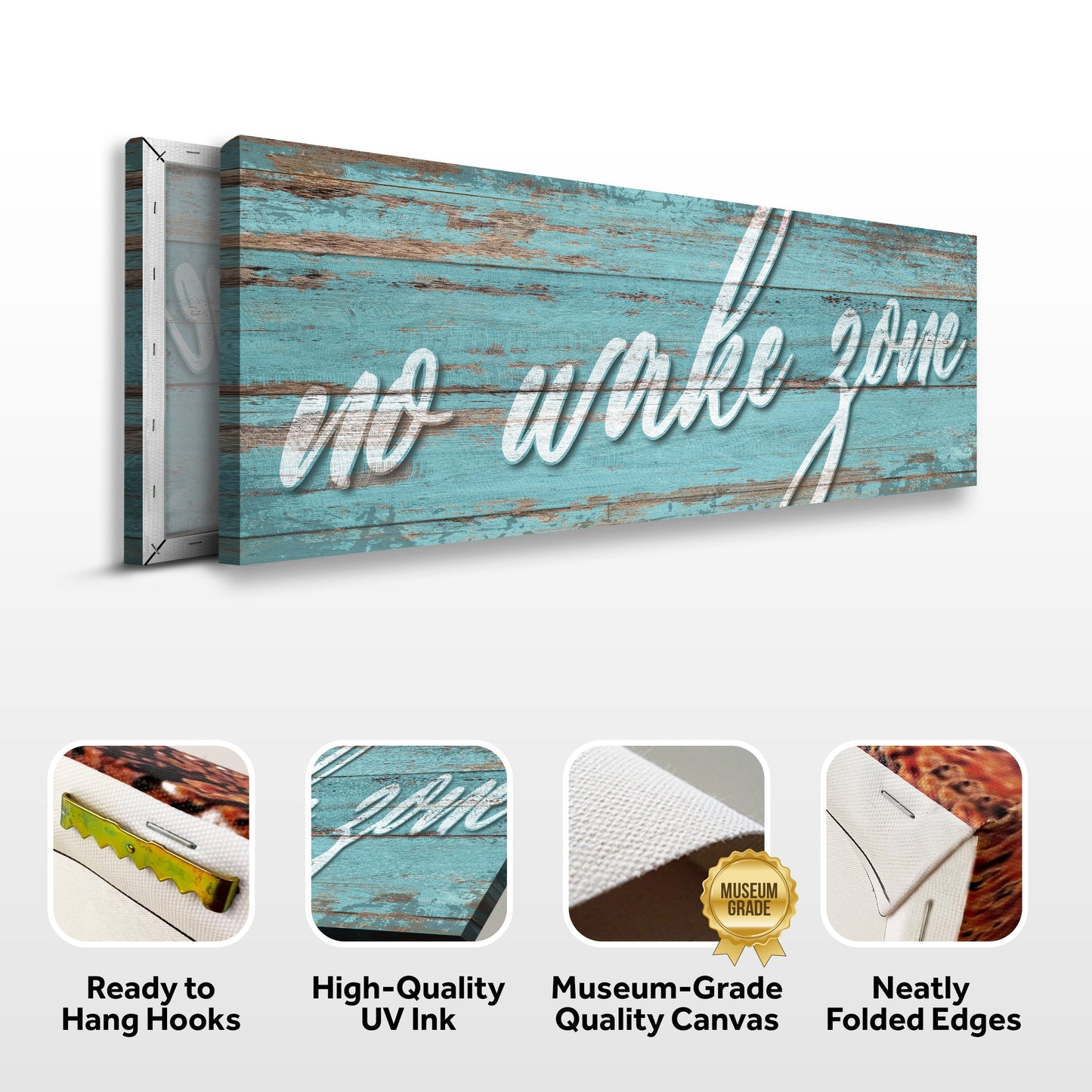No Wake Zone Canvas Wall Art - Lake Life Sign