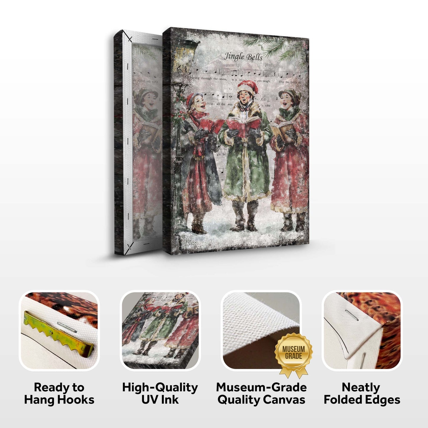Vintage Christmas Carolers Canvas Wall Art