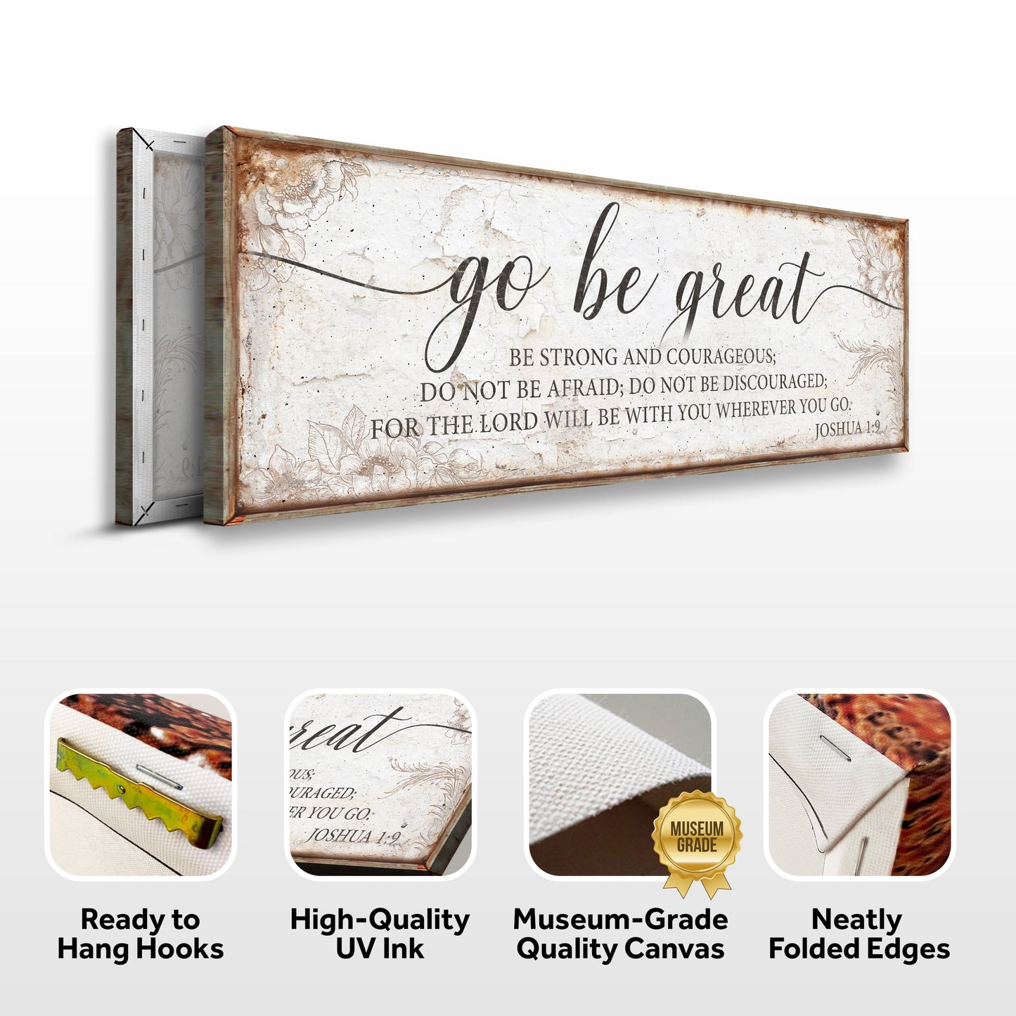 Go Be Great Joshua 1:9 Faith Canvas Sign - Style II
