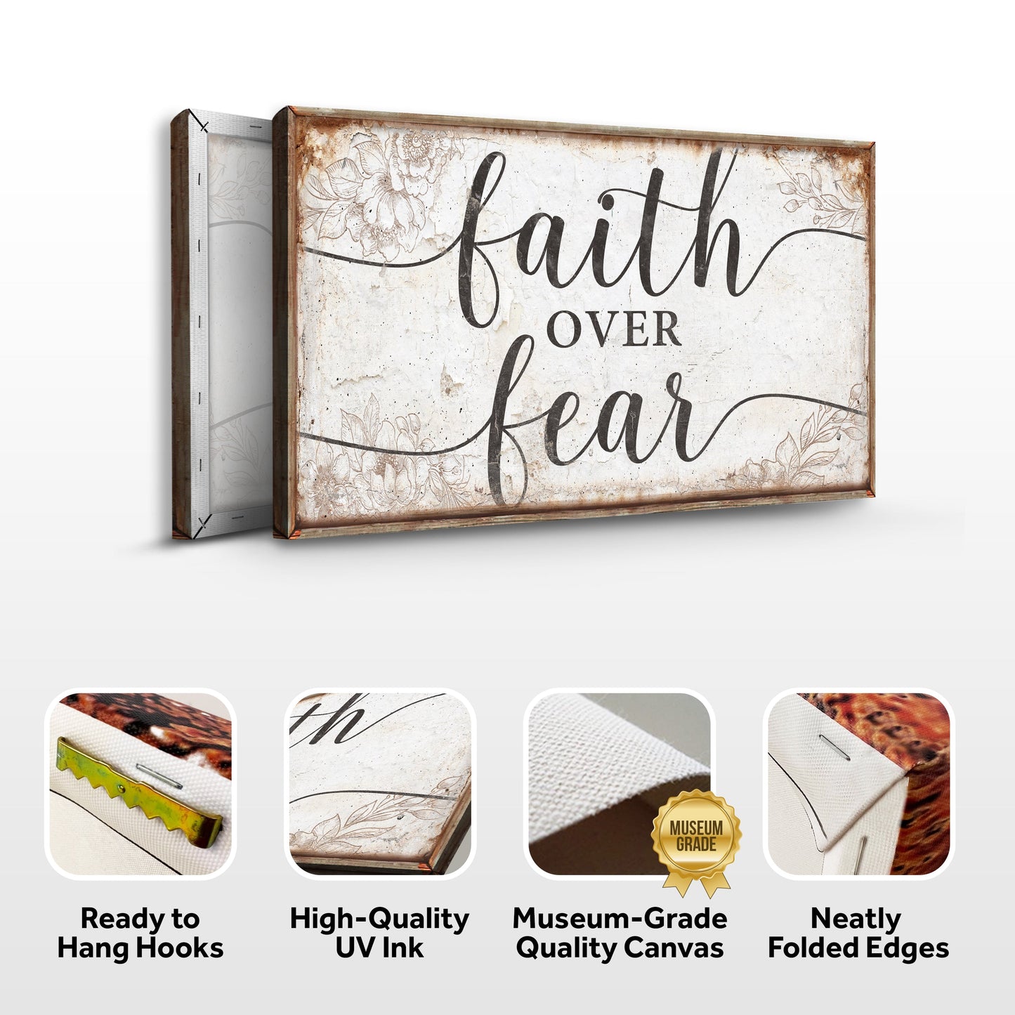 Faith Over Fear Canvas Wall Art Sign