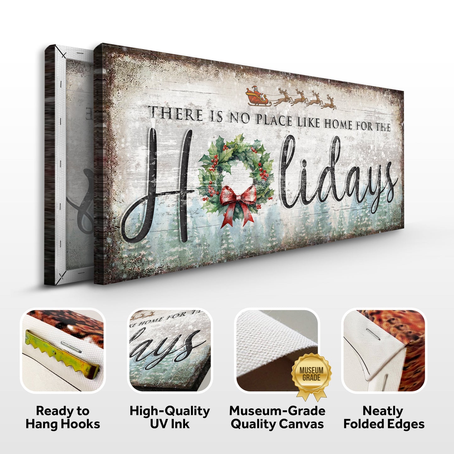 No Place Like Home for the Holidays Festive Canvas Art