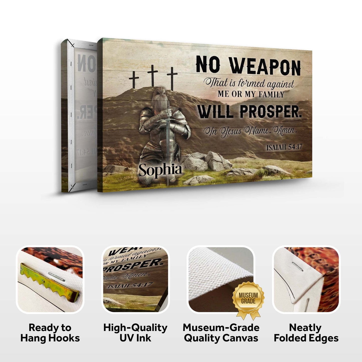 Isaiah 54:17 No Weapon Formed Against You Canvas Sign