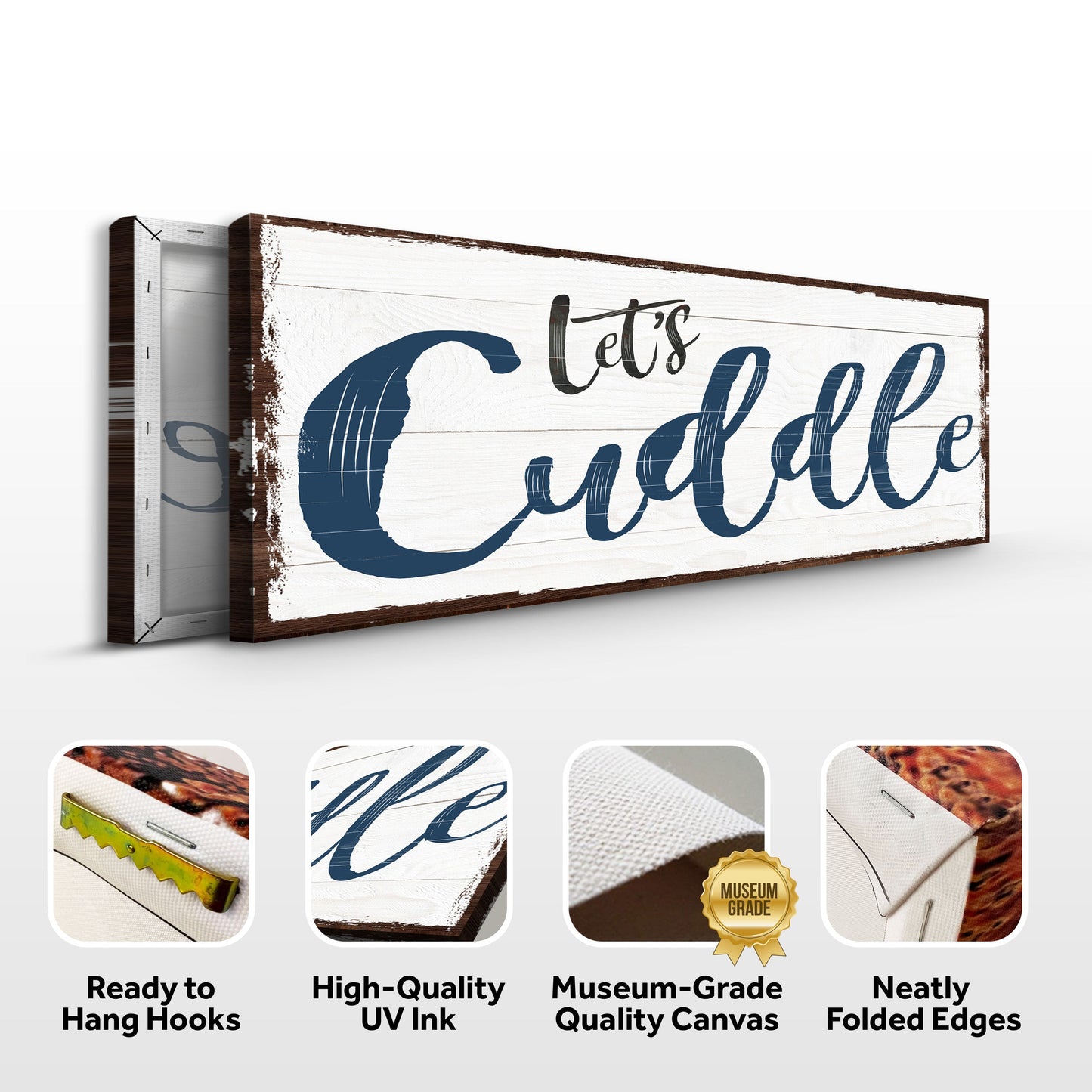 Let's Cuddle Canvas Sign Bedroom Wall Art