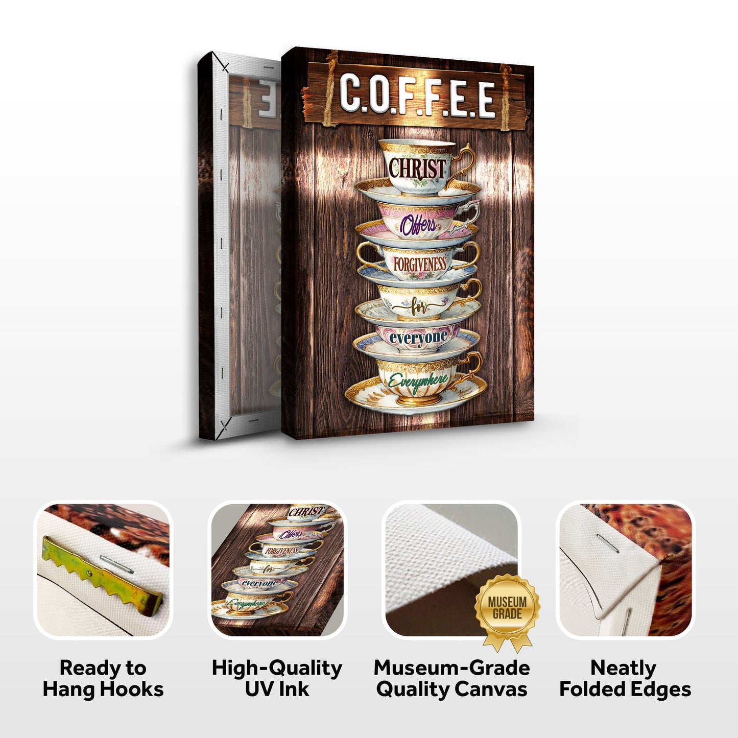 C.O.F.F.E.E Faith Sign Canvas Wall Art VIII