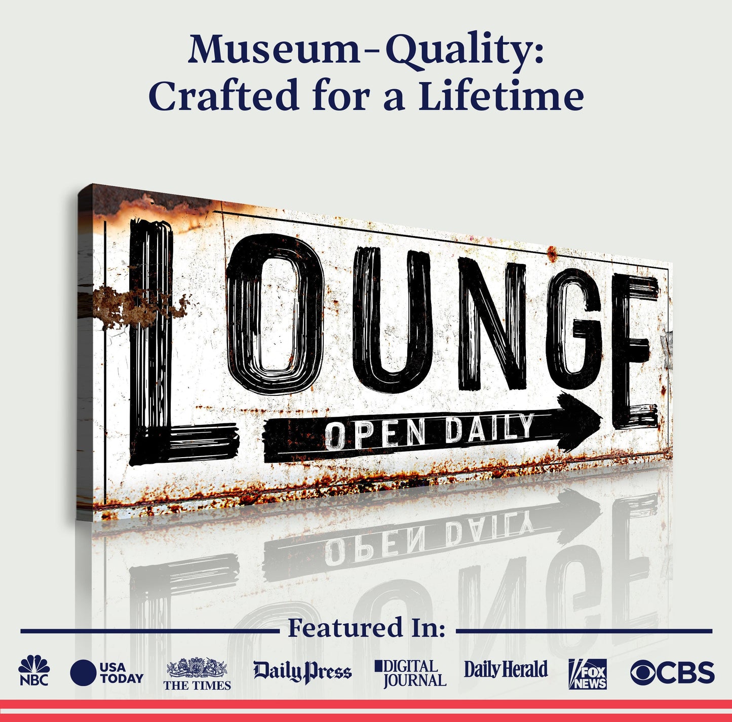 Open Daily Lounge Rustic Sign Canvas Wall Art