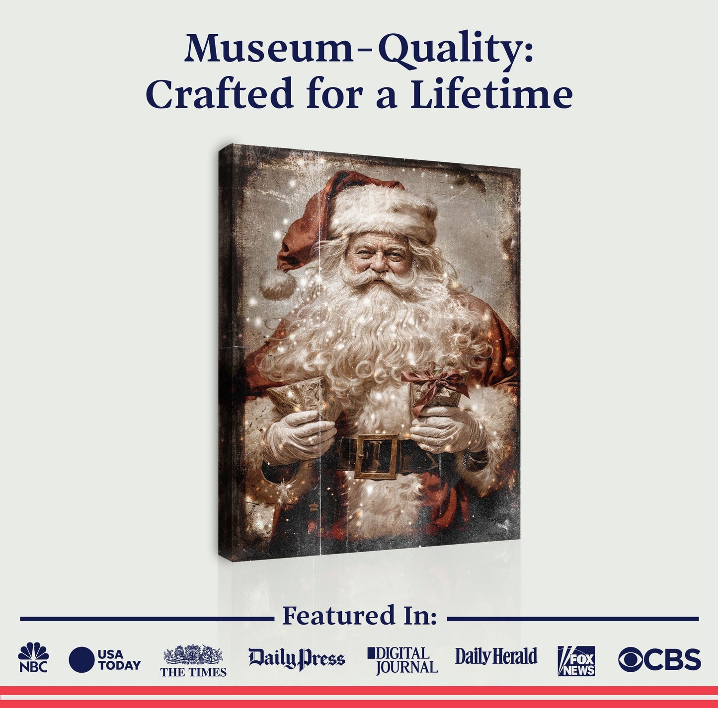 Vintage Christmas Santa Claus Canvas Wall Art