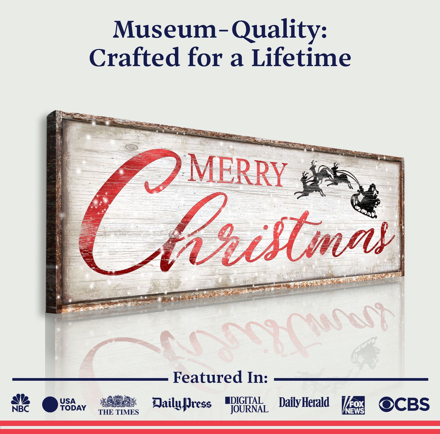 Vintage Merry Christmas Canvas Sign