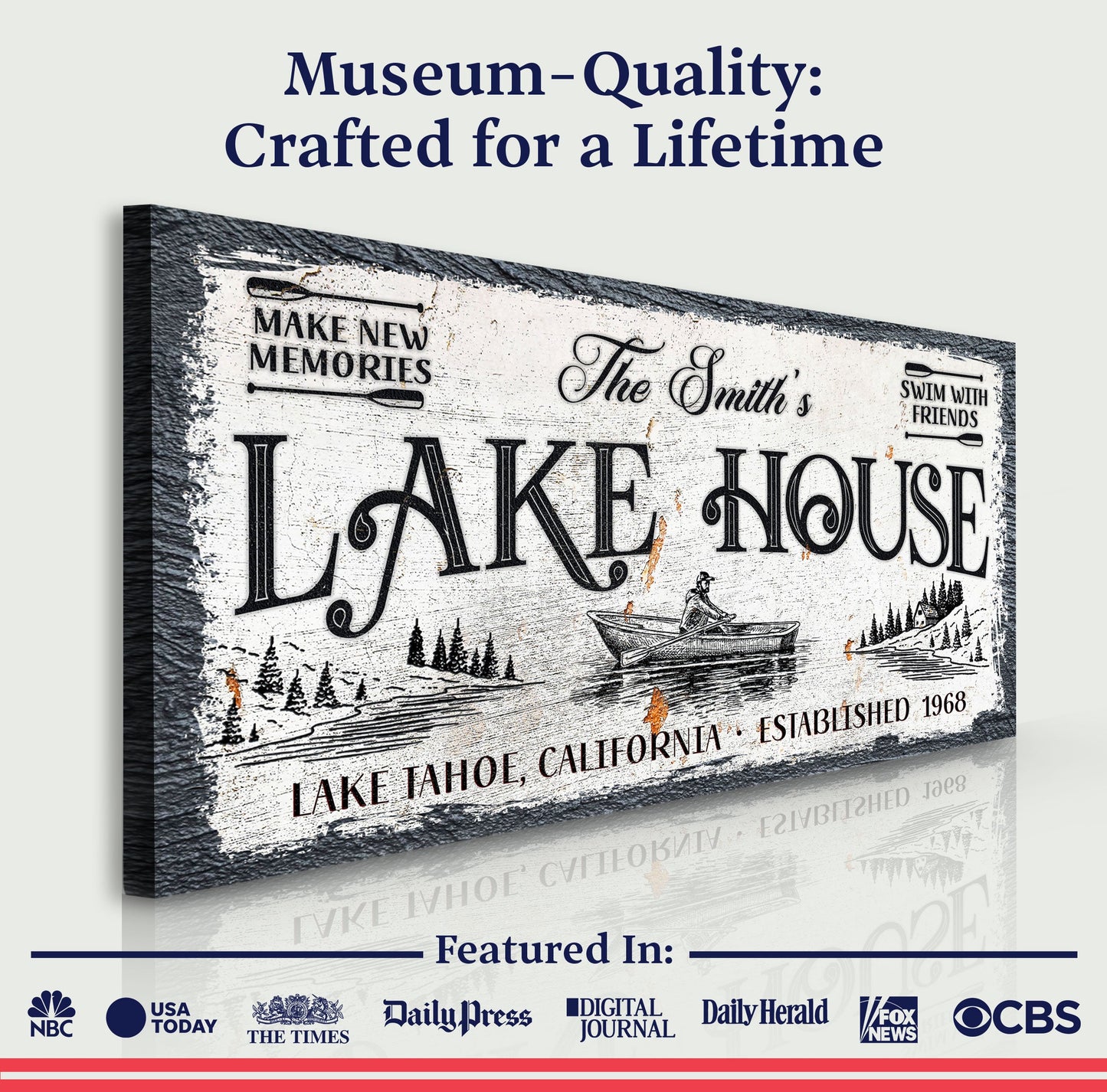 Lake House Sign Canvas Wall Art