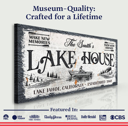 Lake House Sign Canvas Wall Art
