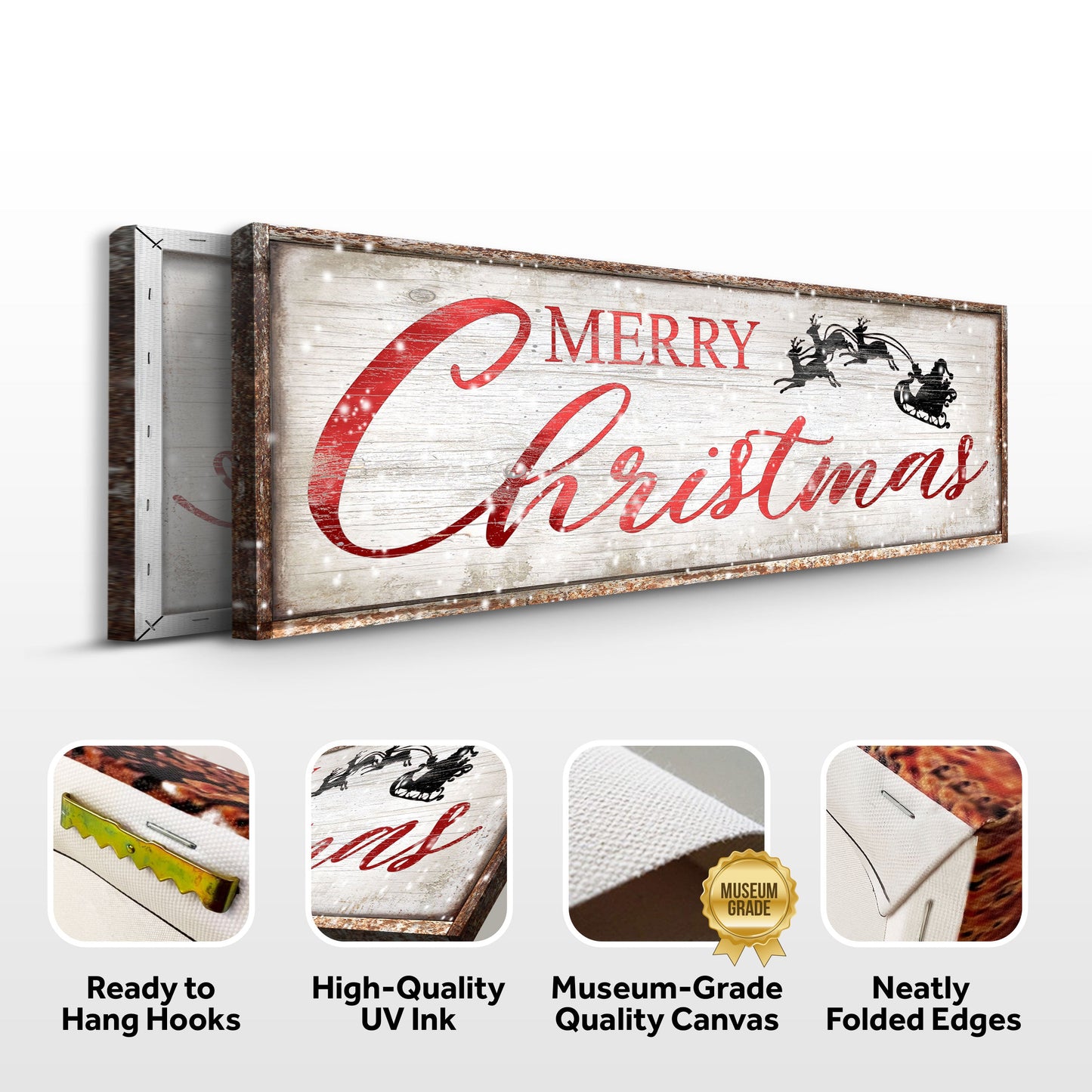 Vintage Merry Christmas Canvas Sign