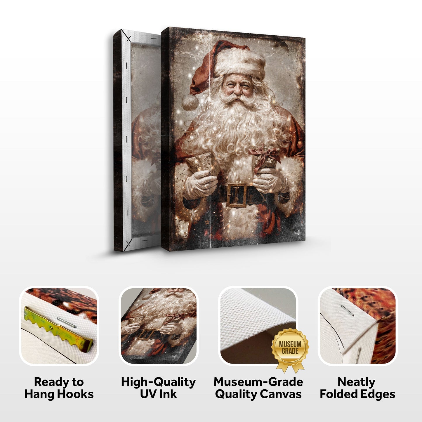 Vintage Christmas Santa Claus Canvas Wall Art