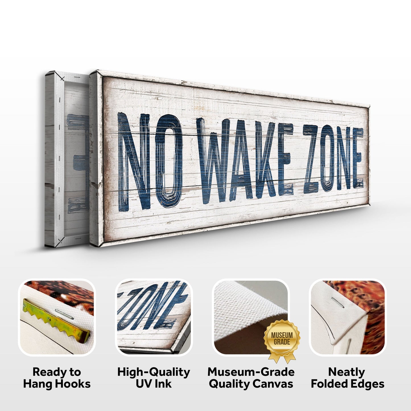No Wake Zone Lake House Canvas Wall Sign