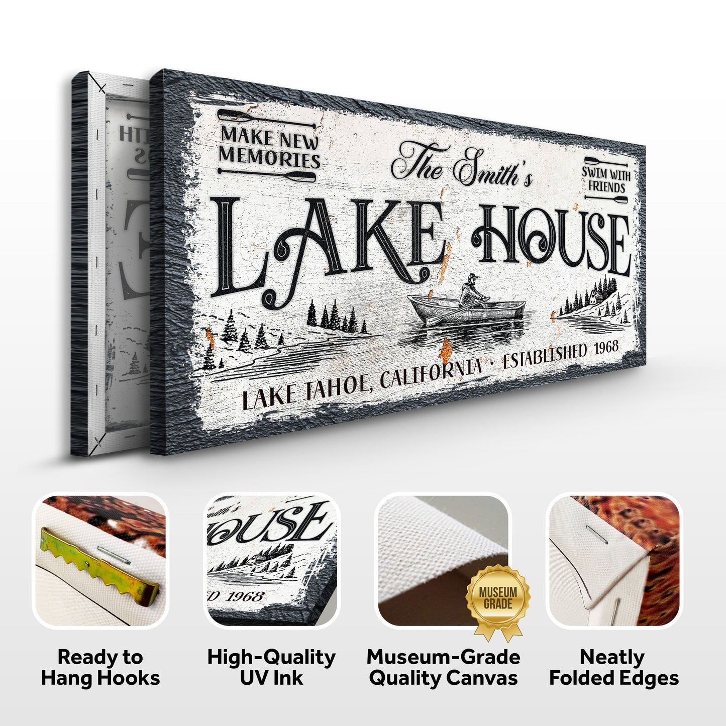 Lake House Sign Canvas Wall Art