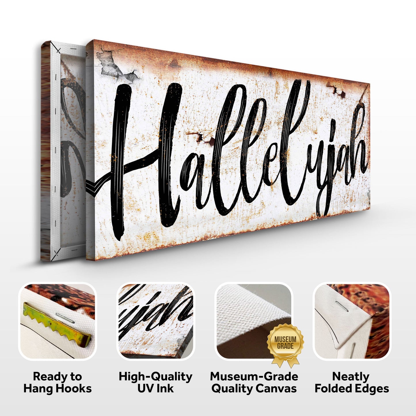 Rustic Hallelujah Faith Canvas Sign