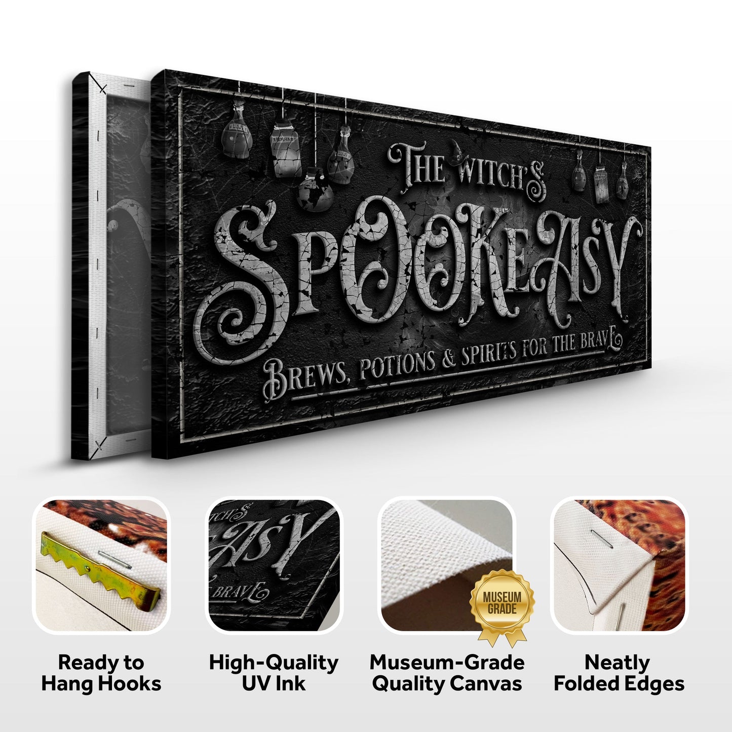 Witch's Speakeasy Bar Halloween Canvas Wall Art