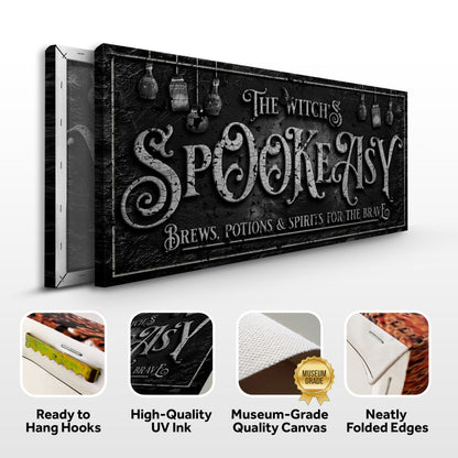 Witch's Speakeasy Bar Halloween Canvas Wall Art