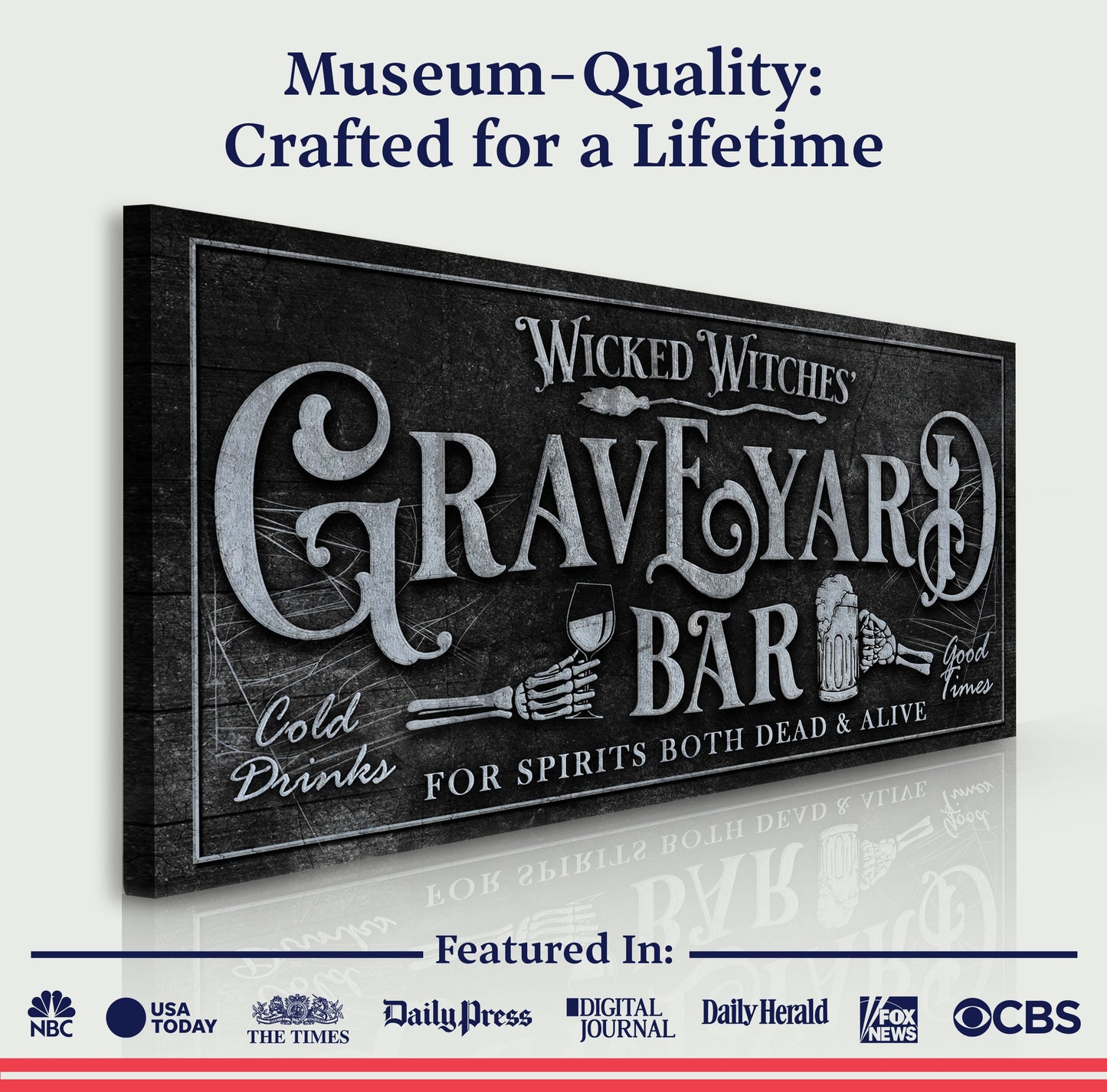 Wicked Witches Graveyard Bar Halloween Canvas Sign