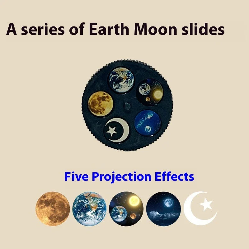 Earth and moon series slide wheel with space and lunar projection scenes