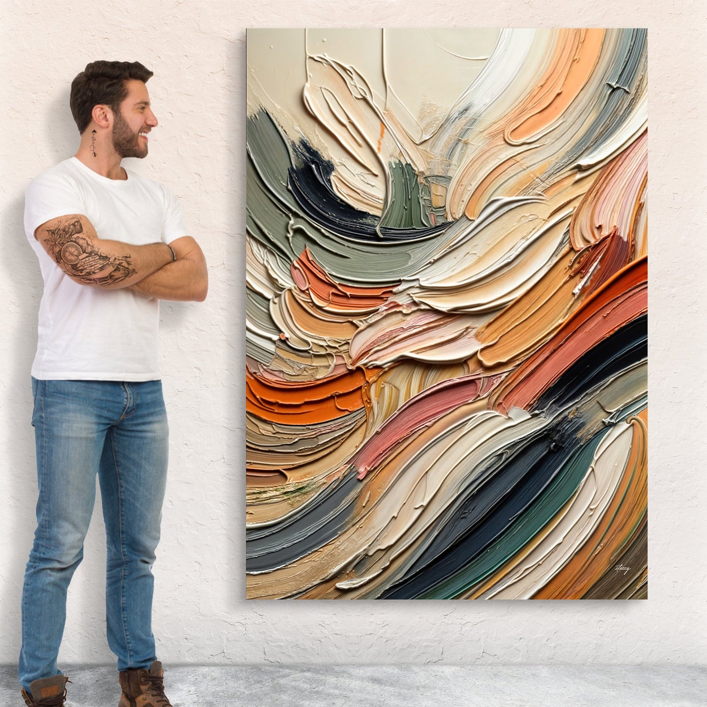 Earthen Strata Colorful Abstract Canvas Wall Art