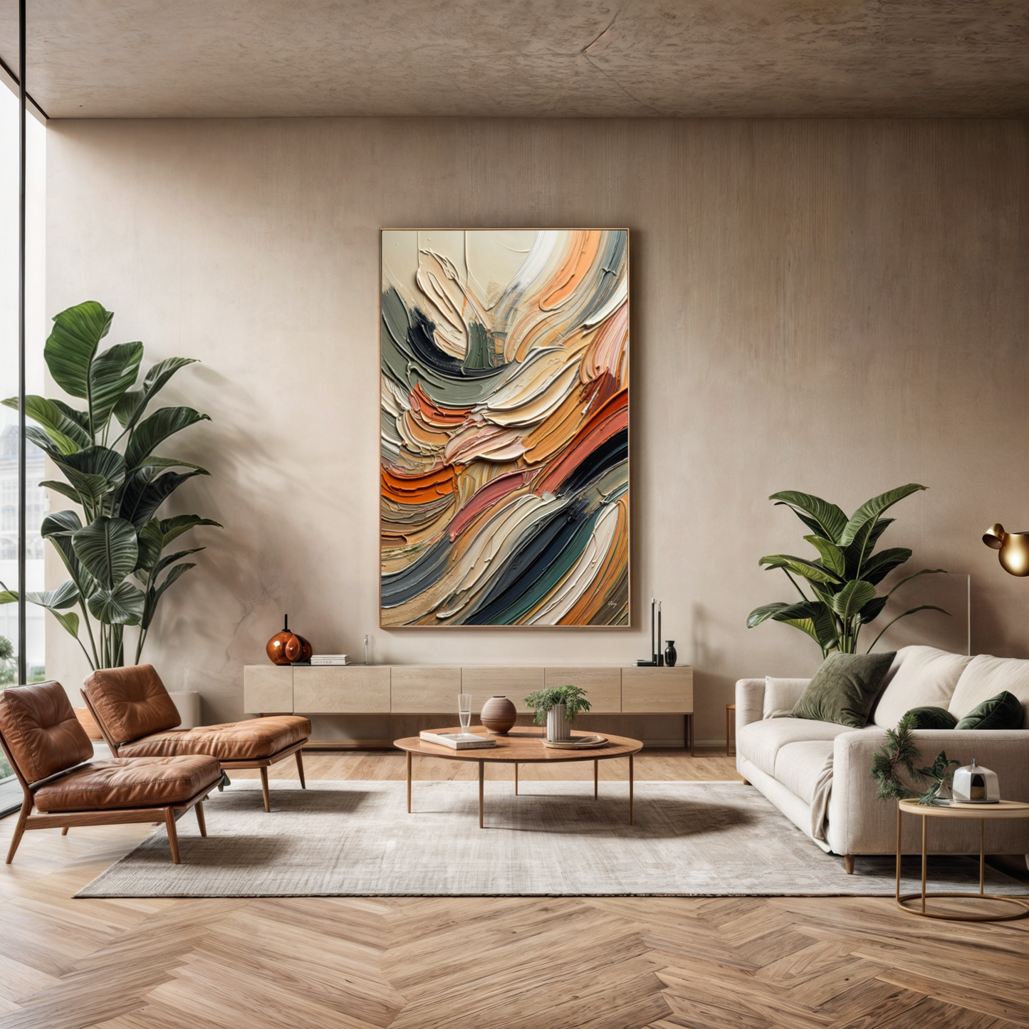 Earthen Strata colorful abstract canvas with bold brushwork and vivid colors