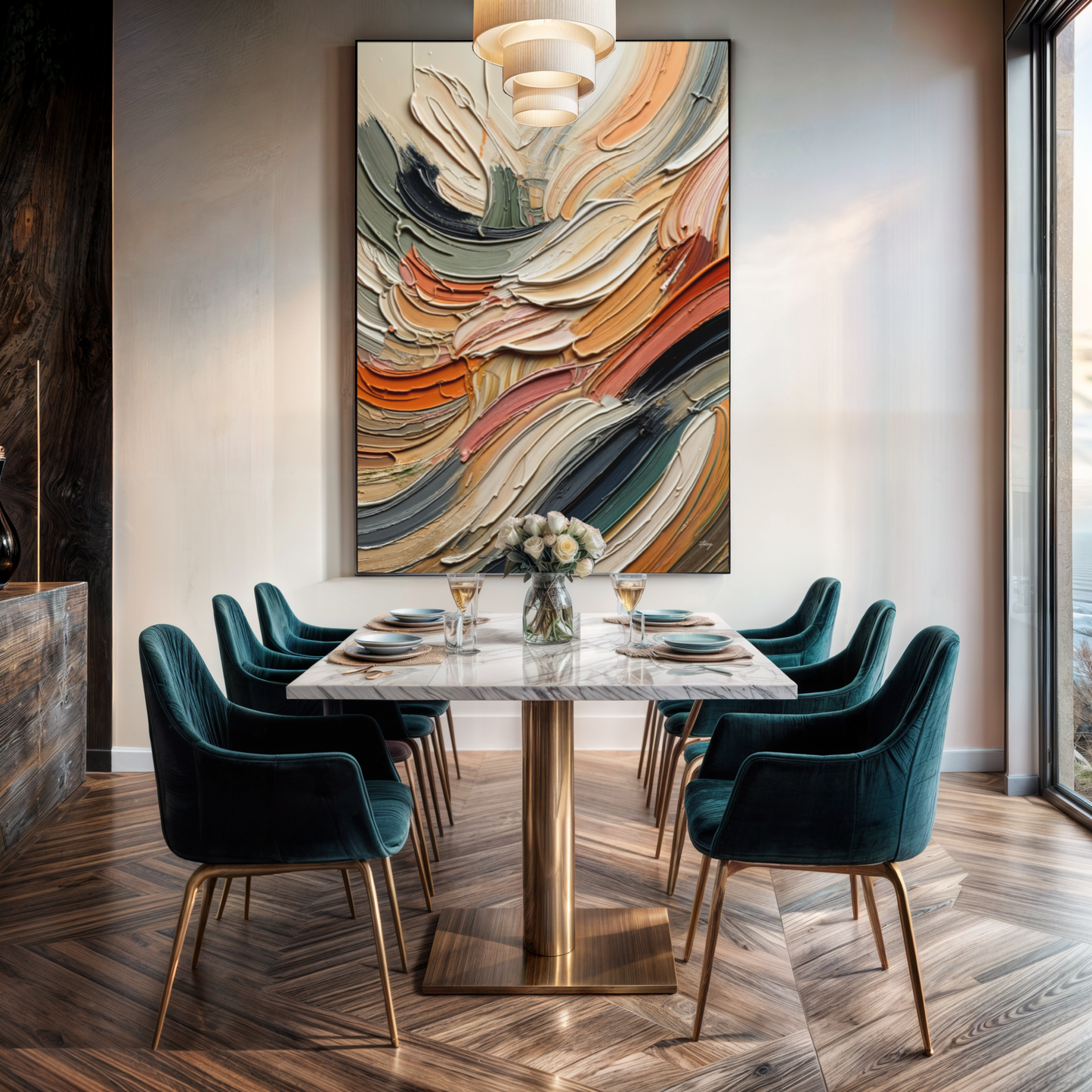 Earthen Strata Colorful Abstract Canvas Wall Art
