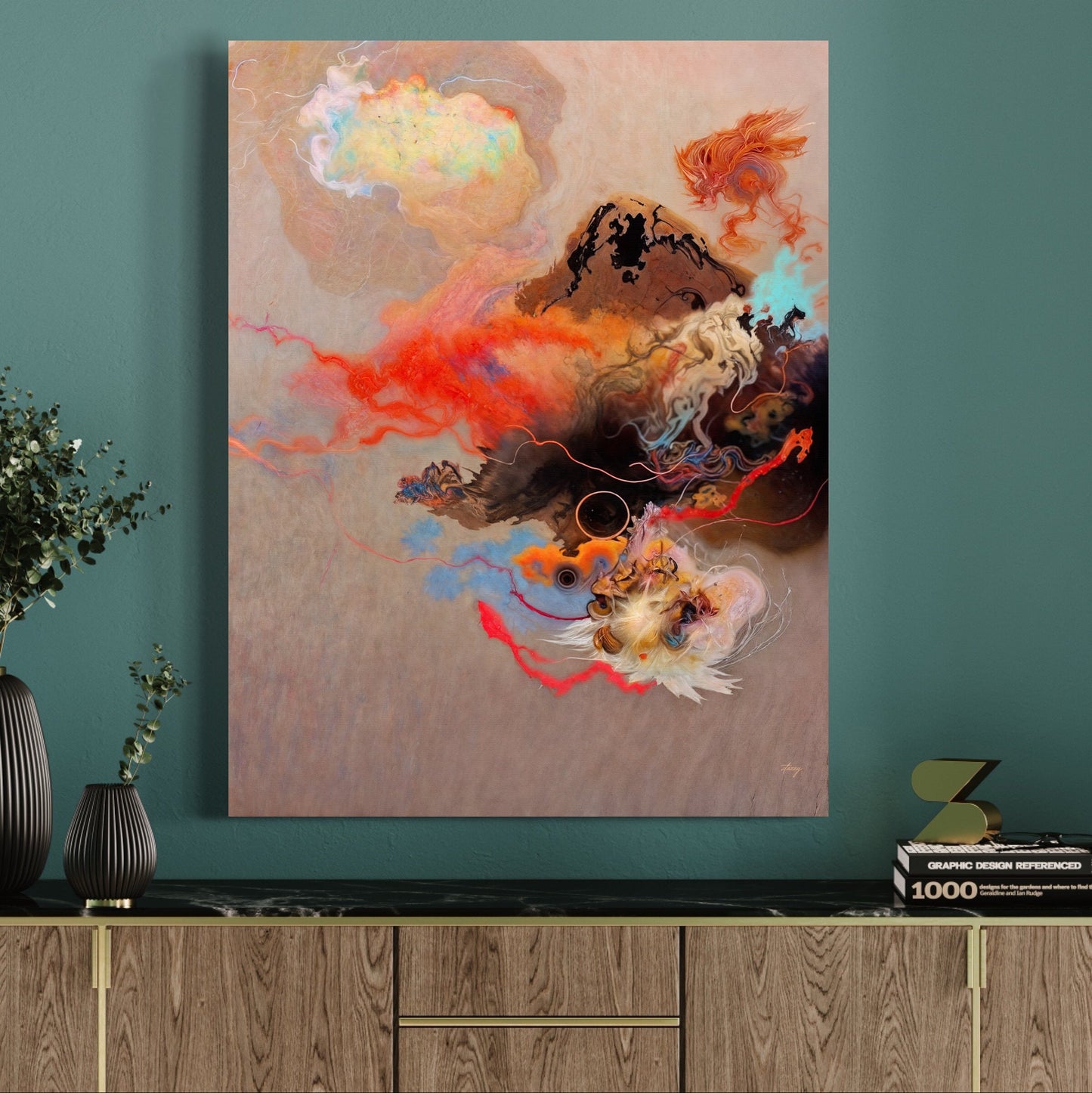 Ethereal Unfolding bold abstract canvas wall art with vivid color and motion