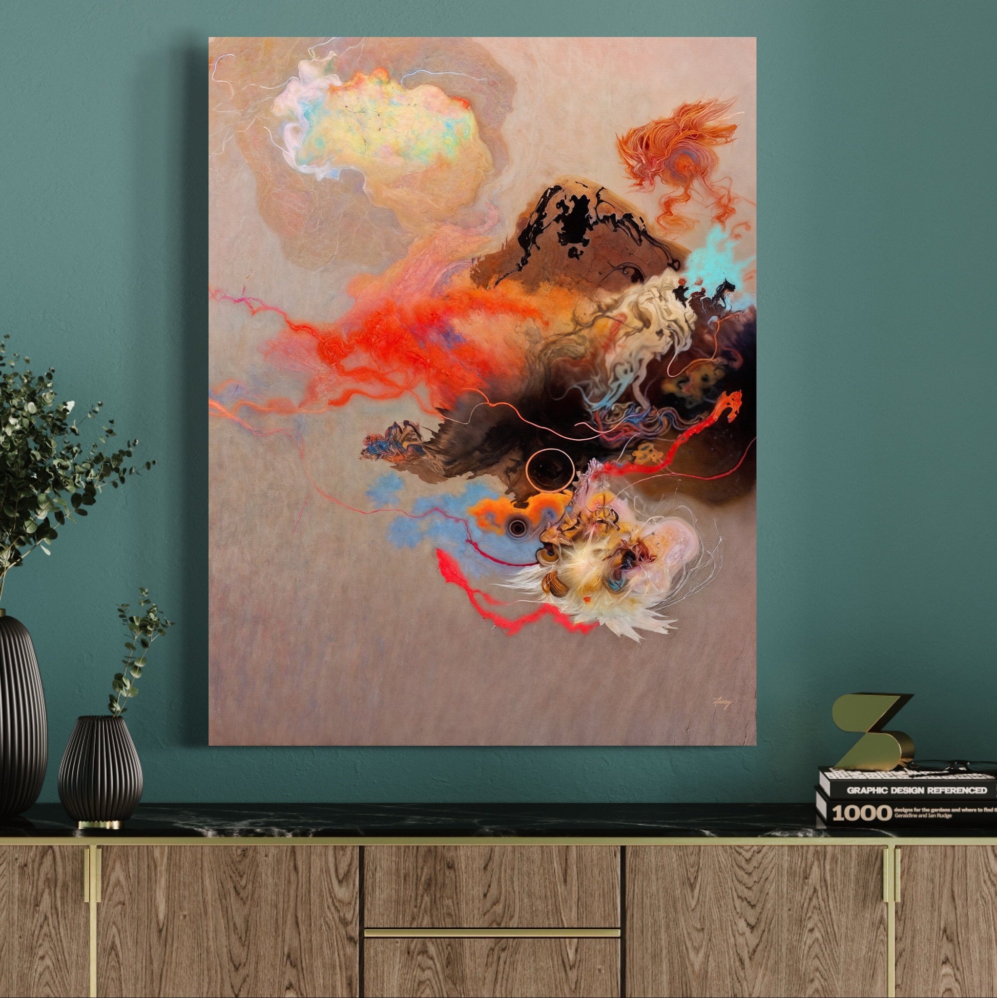 Ethereal Unfolding bold abstract canvas wall art with vivid color and motion