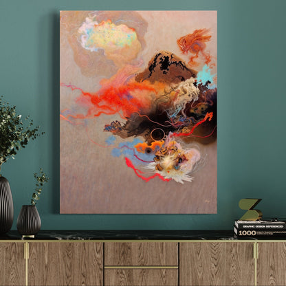 Ethereal Unfolding bold abstract canvas wall art with vivid color and motion