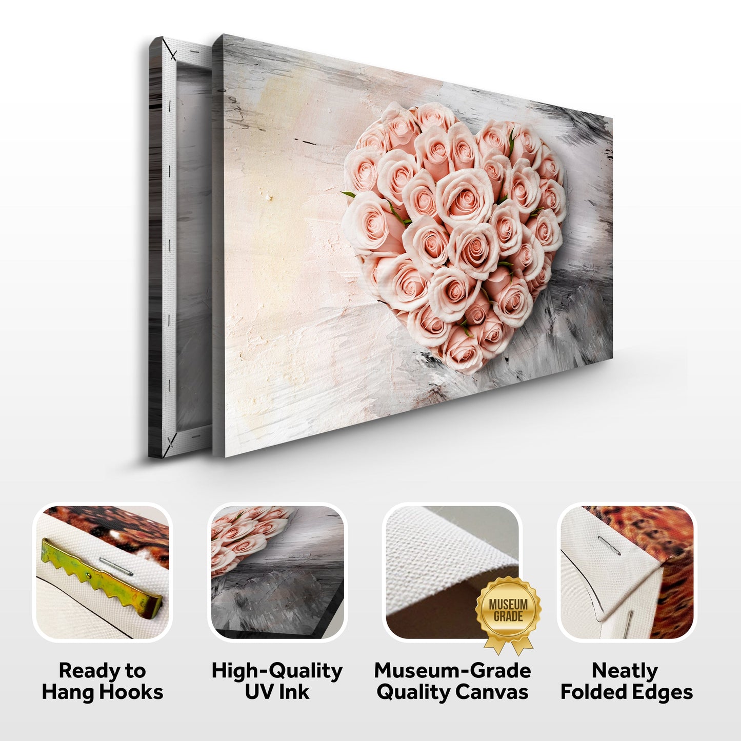 Floral Heart Canvas Wall Art - Botanical Art