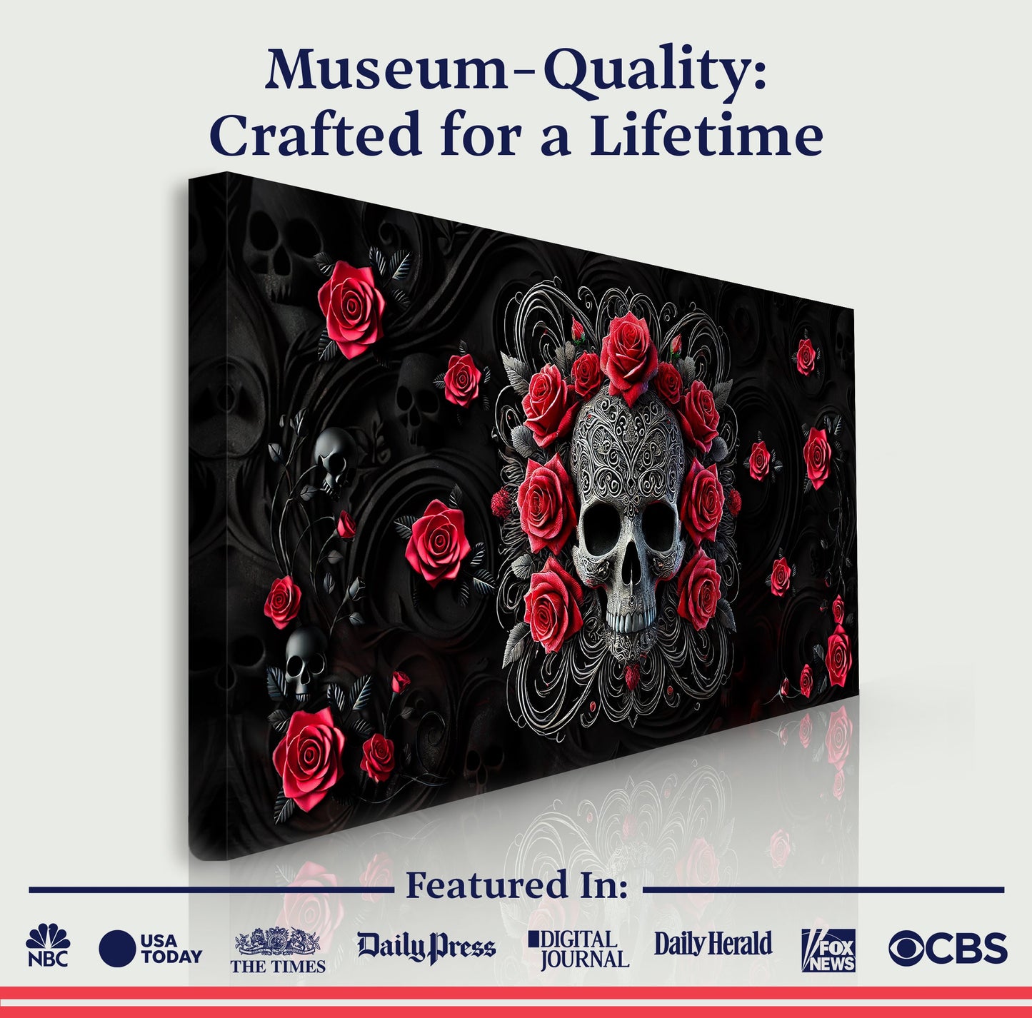 3D Vintage Skull Canvas Wall Art