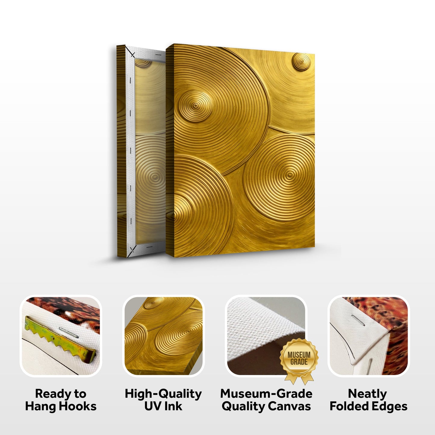 Gold Symphony Abstract Canvas Wall Art - Modern Print