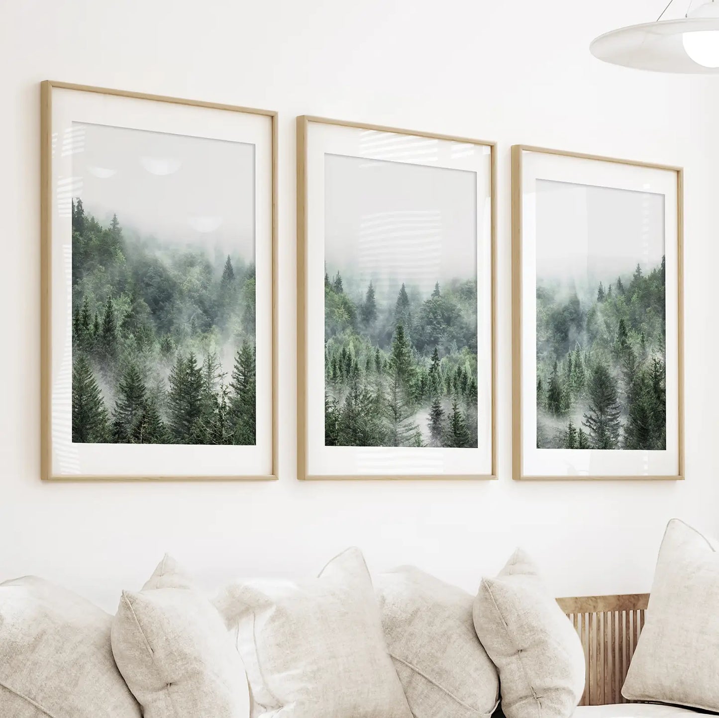Misty Mountain Forest Wall Art, Green 3 Piece Set