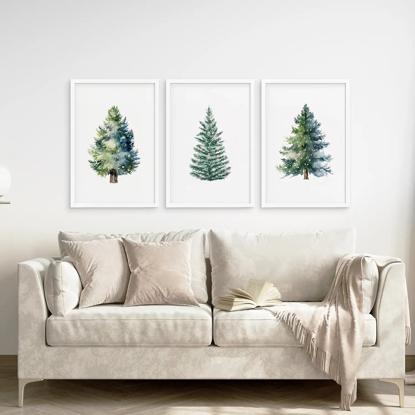 Watercolor Christmas Tree Wall Art Set of 3 Prints