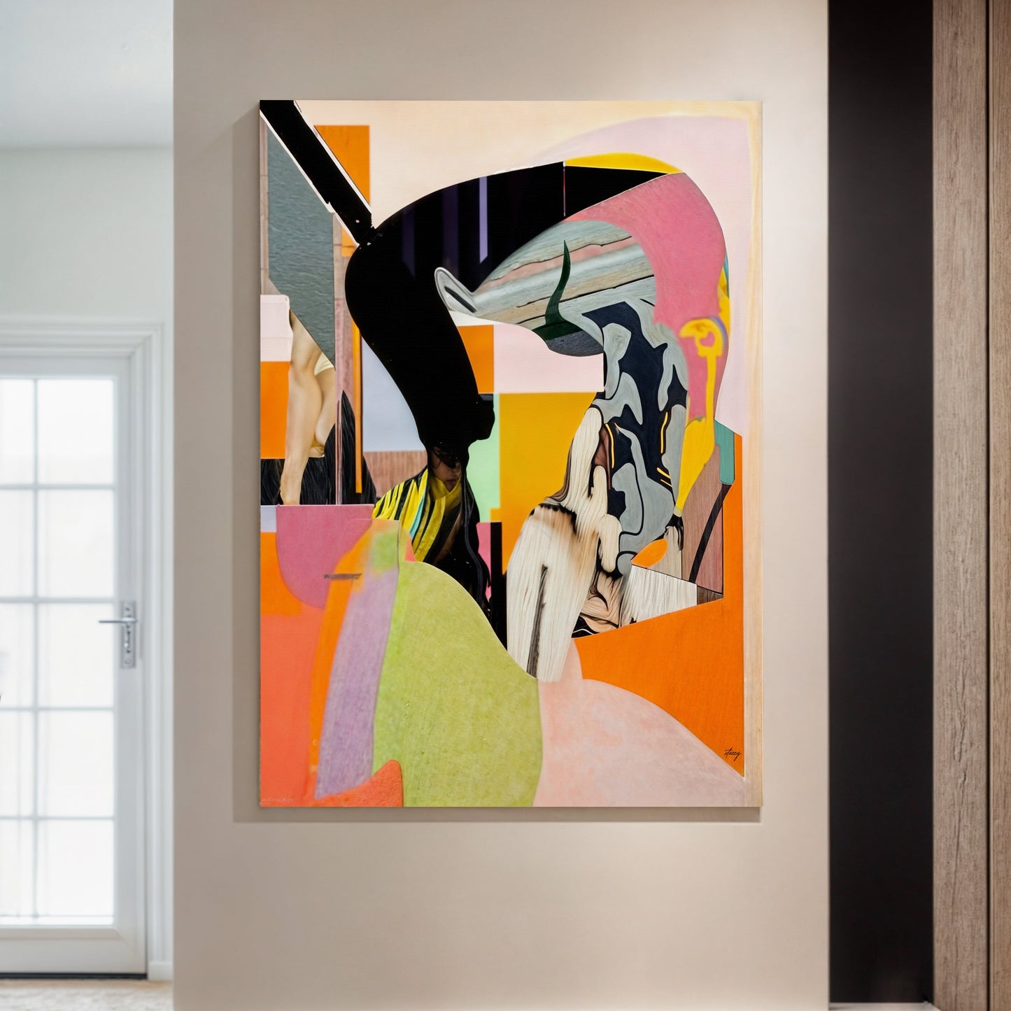 Everything abstract canvas wall art with bold color mix and dynamic shapes